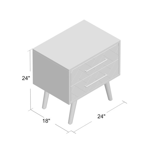 Wrought Studio Analeah 24'' Tall 2 Drawer Solid Wood Nightstand in